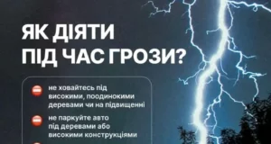 На півночі Волині оголосили жовтий рівень небезпеки через грозу