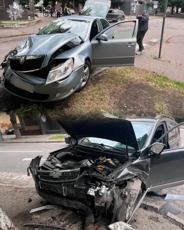 У Луцьку через порушення правил проїзду перехрестя зіткнулися Chevrolet і Skoda