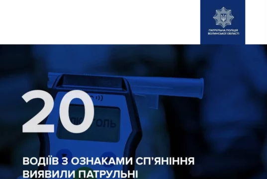 На Волині за вихідні виявили 20 нетверезих водіїв
