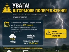 На Волині оголосили штормове попередження: грози та шквали вітру