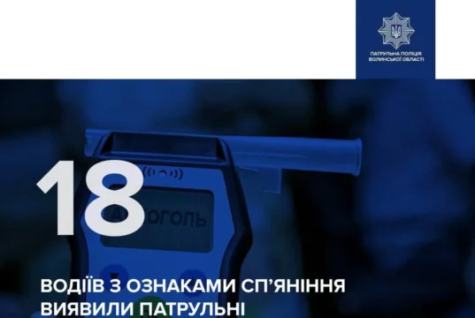На Волині за вихідні виявили 18 нетверезих водіїв