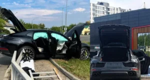 У Луцьку водій Porsche в'їхав у огородження на вулиці Шевченка