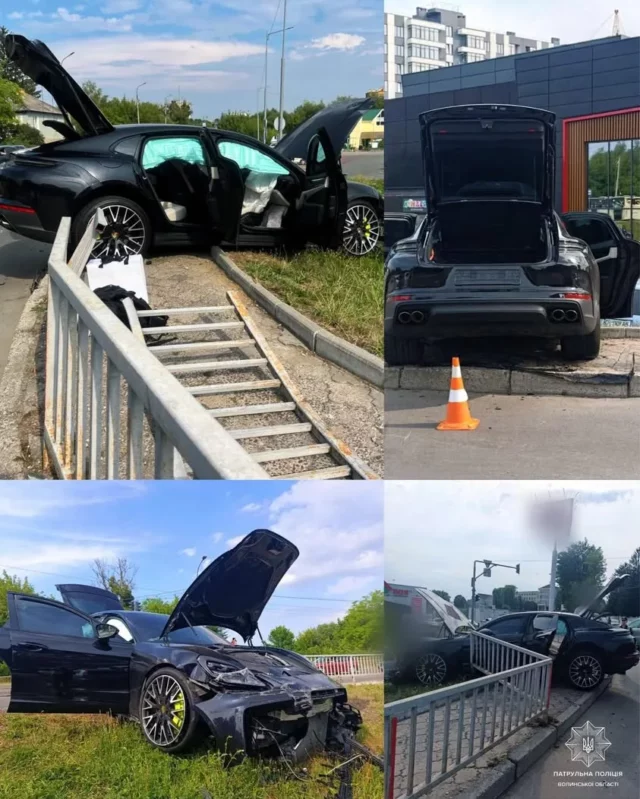 image У Луцьку водій Porsche в'їхав у огородження на вулиці Шевченка