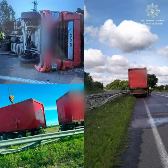 image На автодорозі Н-22 перекинулася вантажівка DAF, ніхто не постраждав