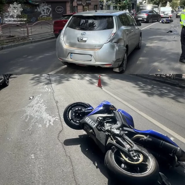 image У Луцьку мотоцикліст врізався в два автомобілі на вулиці Винниченка