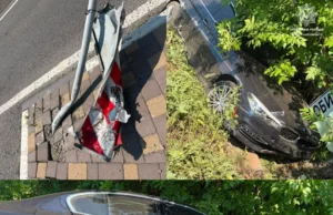 На трасі М-19 водій BMW зніс дорожні знаки та з’їхав у кювет