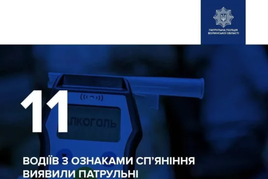 На Волині за вихідні виявили 11 нетверезих водіїв