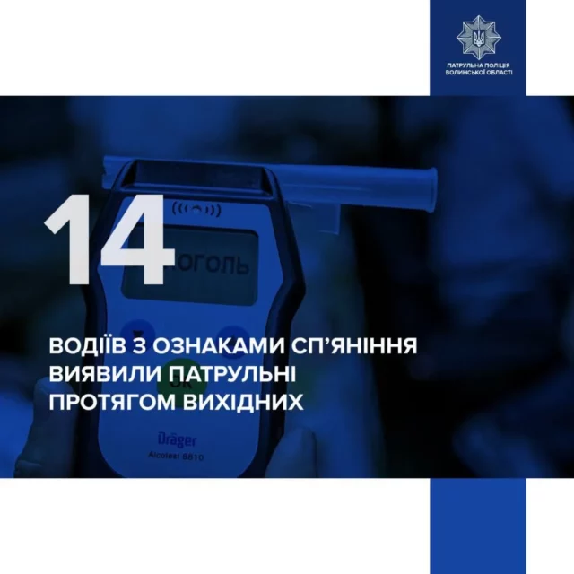 image На Волині за вихідні виявили 14 нетверезих водіїв