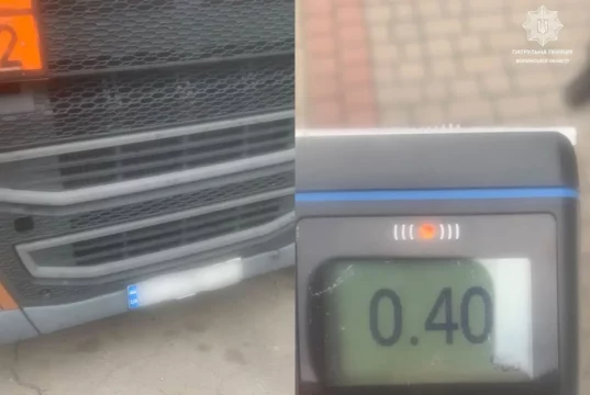 На Волині водій вантажівки з небезпечним вантажем був за кермом напідпитку