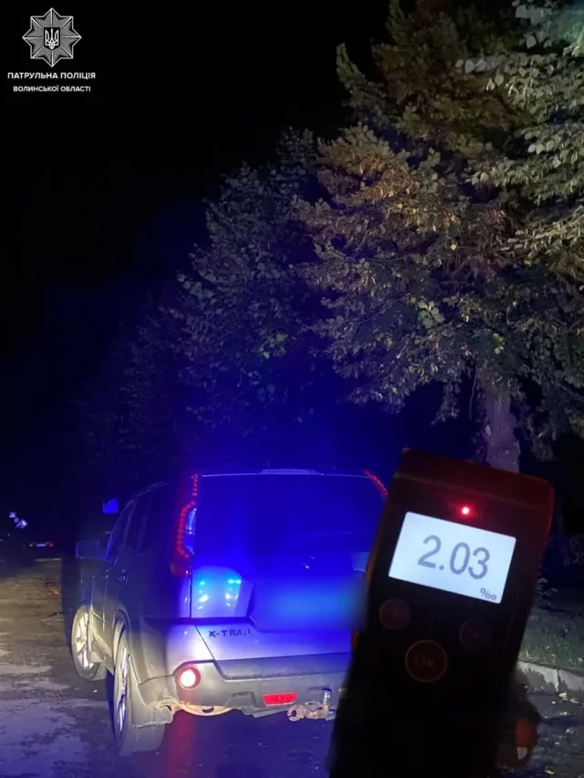 У Ковелі зупинили водія Nissan з 2,03 проміле алкоголю