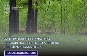 Державі повернули 70 гектарів земель НПП «Цуманська пуща»